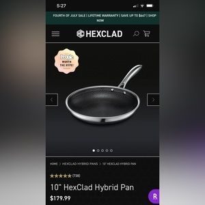 Hexclad frying pan 10 inch Brand new in original packing never opened with LID